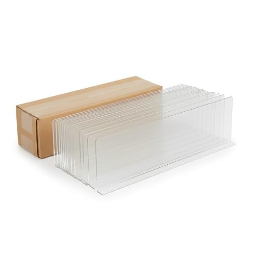 Clip Strip Shelf Dividers, 50 Pack, Self Adhesive, 3” H x 9.5” L Shelf Separators for Retail Shelving, Pantry & Closet Organization, Easy Stick 20 Mil Clear PVC, Product Display Dividers, Clip Strip Corp - Image 1