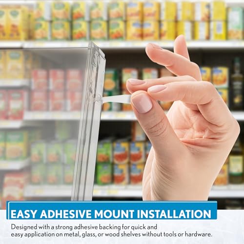 Clip Strip Shelf Dividers, 50 Pack, Self Adhesive, 3” H x 9.5” L Shelf Separators for Retail Shelving, Pantry & Closet Organization, Easy Stick 20 Mil Clear PVC, Product Display Dividers, Clip Strip Corp - Image 5