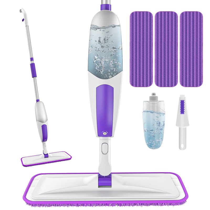 Microfiber Spray Mops for Floor Cleaning SEVENMAX Dry Wet Floor Mop with Sprayer 3 Washable Pads fit Swiffer Powermop for Hardwood Laminate Tile Wood Vinyl Ceramic Home Kitchen Cleaning