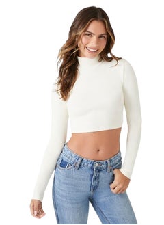 Ribbed Knit Turtleneck Crop Top