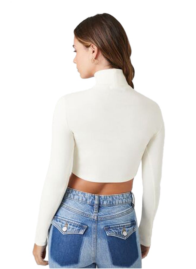 FOREVER 21 - Ribbed Knit Turtleneck Crop Top - Image 1