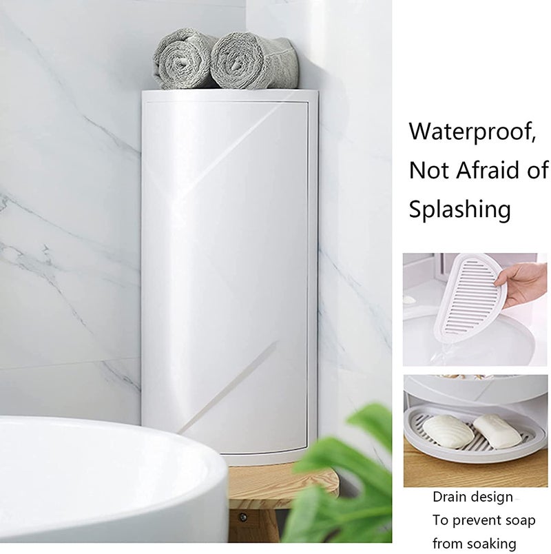 TRAY Bathroom Corner Shelf Cosmetic Storage Rack Bathroom Rotating Triangle Storage Rack 360 Degree Rotating Triangle Shelf MultiFunction Organizer for Cabinet Bathroom - Image 4