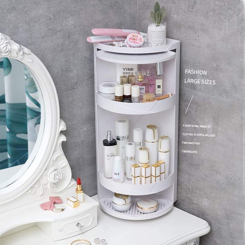 TRAY Bathroom Corner Shelf Cosmetic Storage Rack Bathroom Rotating Triangle Storage Rack 360 Degree Rotating Triangle Shelf MultiFunction Organizer for Cabinet Bathroom - Image 5