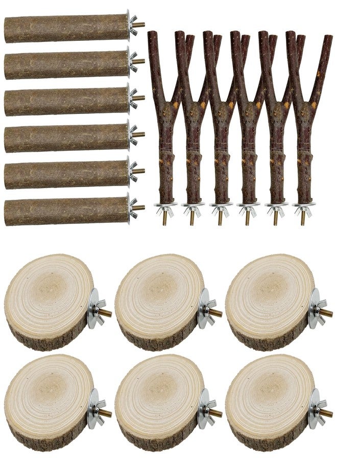 Allazone 3 Style Natural Wood Bird Perches for Parrot, 18 PCS Natural Wooden Perch Bird Stand Parrot Perch Stand Bird Climbing Standing Branches Toy for Birds Budgies Cockatiels Lovebirds - Image 1
