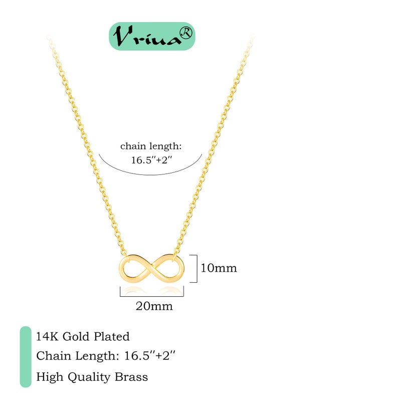VRIUA Gold Linked Pendant Necklace 14K Gold Plated Dainty Choker Necklace Minimalist Jewelry Everyday for Women - Image 4