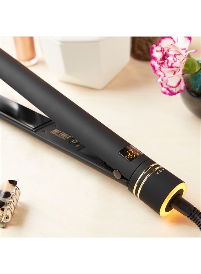 Hot Tools مكواة فرد الشعر Hot Tools Pro Artist Black Gold Evolve Ionic Salon ذات اللمسة النهائية طويلة الأمد لفرد الشعر، (1-1/4 بوصة) - Image 5