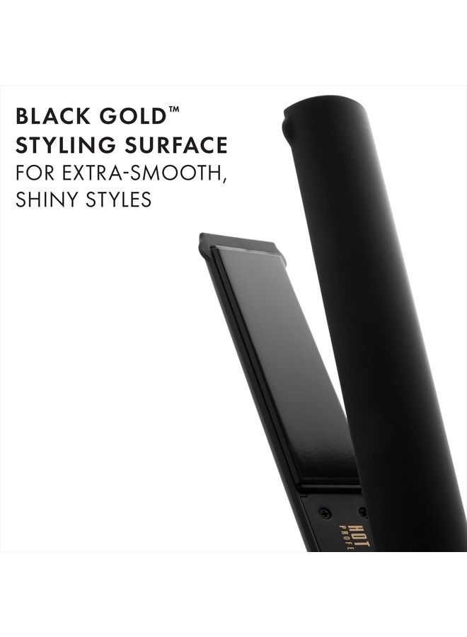 Hot Tools مكواة فرد الشعر Hot Tools Pro Artist Black Gold Evolve Ionic Salon ذات اللمسة النهائية طويلة الأمد لفرد الشعر، (1-1/4 بوصة) - Image 3