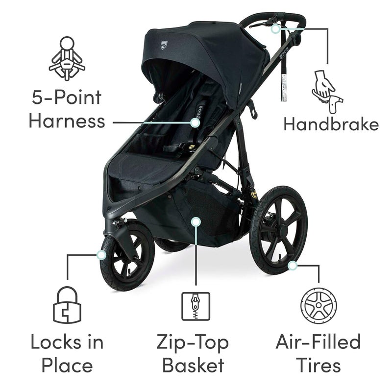 BOB Gear Wayfinder Jogging Stroller with Independent Dual Suspension AirFilled Tires and 75Pound Weight Capacity Nightfall - Image 3