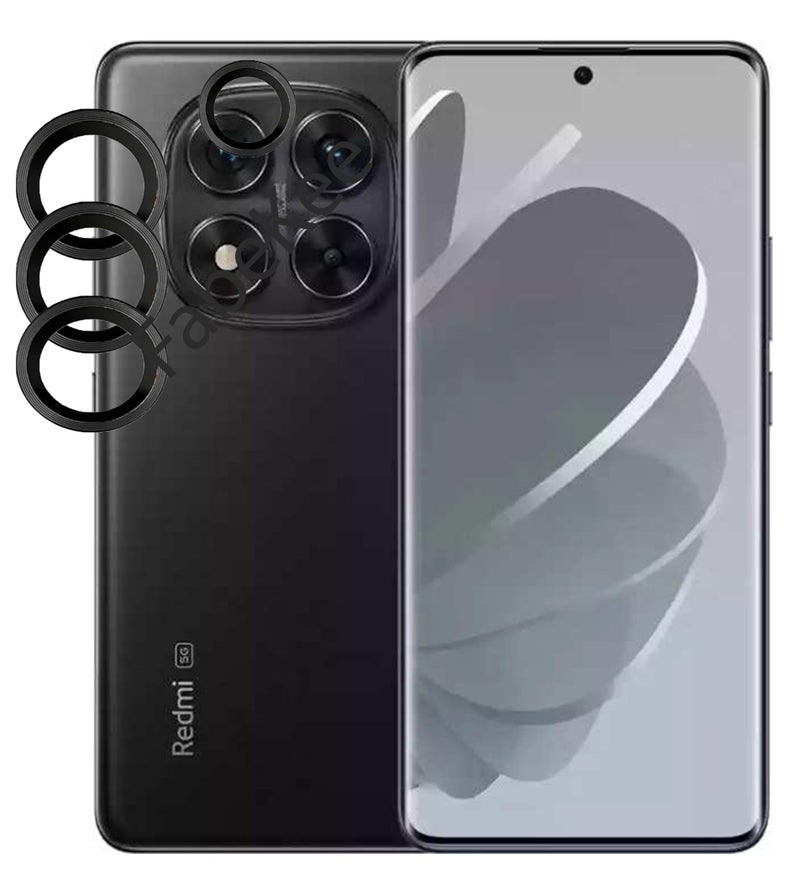 FabeKee Tempered Glass Camera Lens Protector For Xiaomi Redmi Note 14 Pro 9H Hardness, Full Coverage Anti Scratch Camera Metal Ring (Redmi Note 14 Pro, Black) - Image 1
