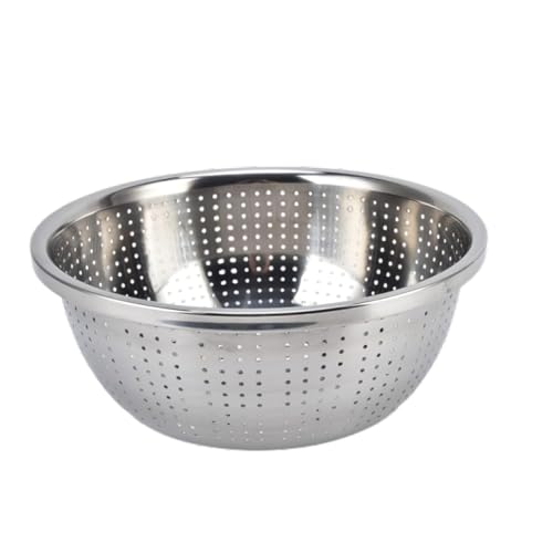Alark Perforation Bowl Fruit Washing Basket, Stainless Steel Colander Multifunction for Kitchen Rice Washing, Household Vegetable and Fruit Mixing With Salad Baskets [22x22x10 CM] - Image 1