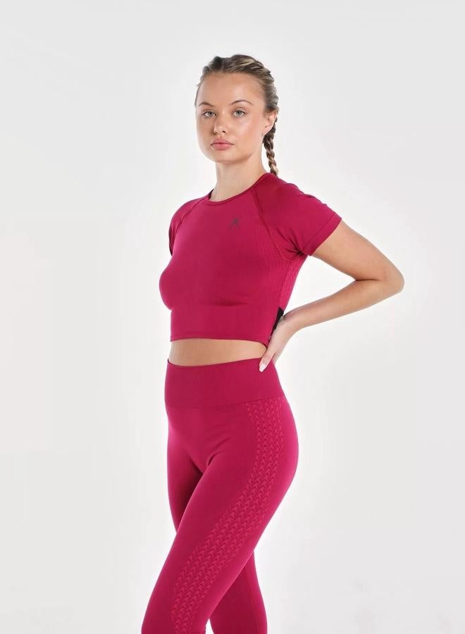 Wizard Women Burgundy Solid Impact Seamless Crop Top - Image 4