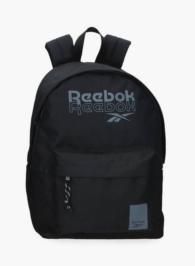 ريبوك حقيبة ظهر مدرسية بطبعة شعار مع أحزمة قابلة للتعديل وإغلاق بسحاب - Image 1