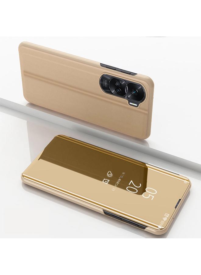 زبون جراب هاتف Honor 90 Lite من الجلد المطلي بمرآة أفقية مع حامل - Image 1