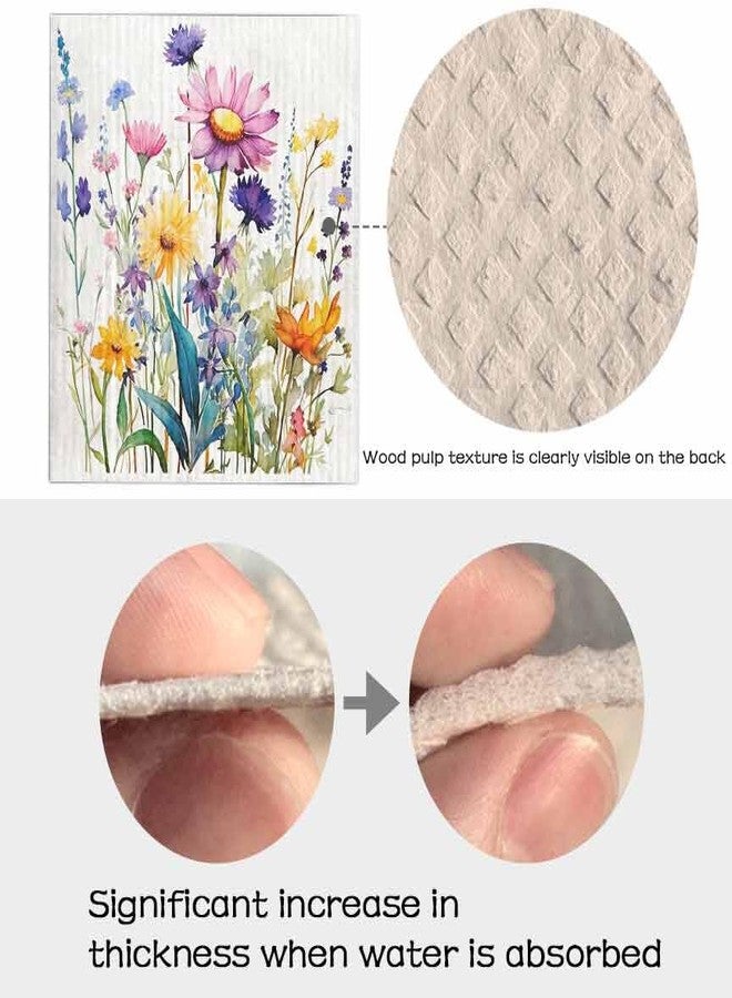 Flowing Fun Swedish Dishcloths for Kitchen - 6 Pack Vintage Floral Cellulose Reusable Cleaning Paper Towels - Soft, Quick-Drying, Washable Dish Rags for Kitchen, Counters & More (Flower) - Image 5