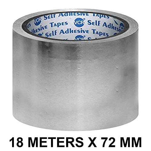 VCR Aluminium Foil Tape - Silver Tape - 18 Meters in Length 72mm / 3" Width - 1 Roll Per Pack - Foil Tape for Air Duct Joining, Used for AC Ducting, Pipe Work, High Temprature Ducting Tape - Image 2