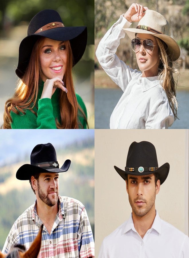 RainFlowwer 10 PCS Leather Cowboy Hat Bands for Men Women Ethnic Western Hat Belts Cowgirl Hatbands Hand Made Replacement Cowboy Supply - Image 5