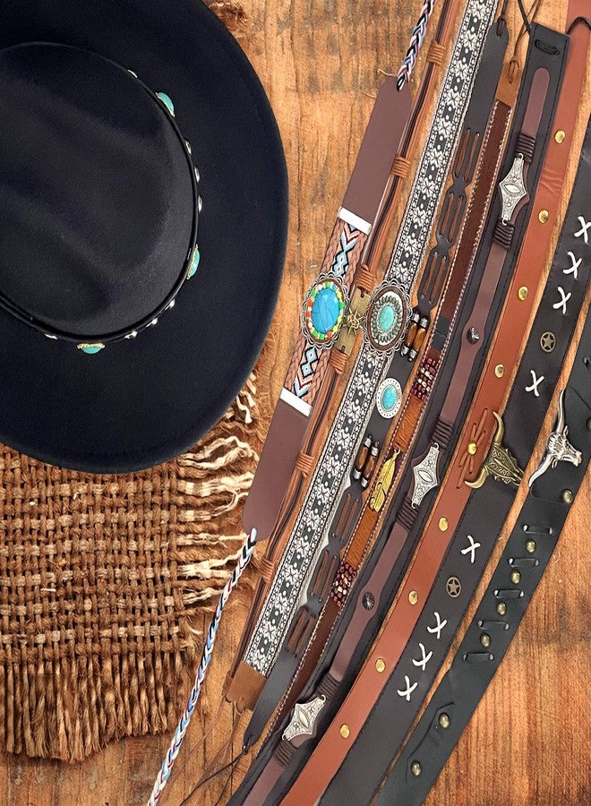 RainFlowwer 10 PCS Leather Cowboy Hat Bands for Men Women Ethnic Western Hat Belts Cowgirl Hatbands Hand Made Replacement Cowboy Supply - Image 4