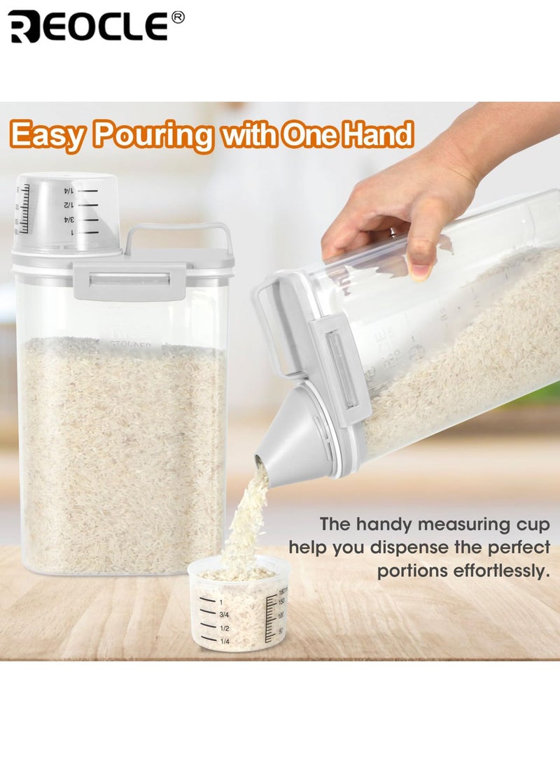 REOCLE 3pcs 2.5L Airtight Rice Dispenser Large Capacity Cereal Storage Container with Flip Top Lid Moisture Proof Insect Resistant Kitchen Organization Pantry Essentials - Image 3