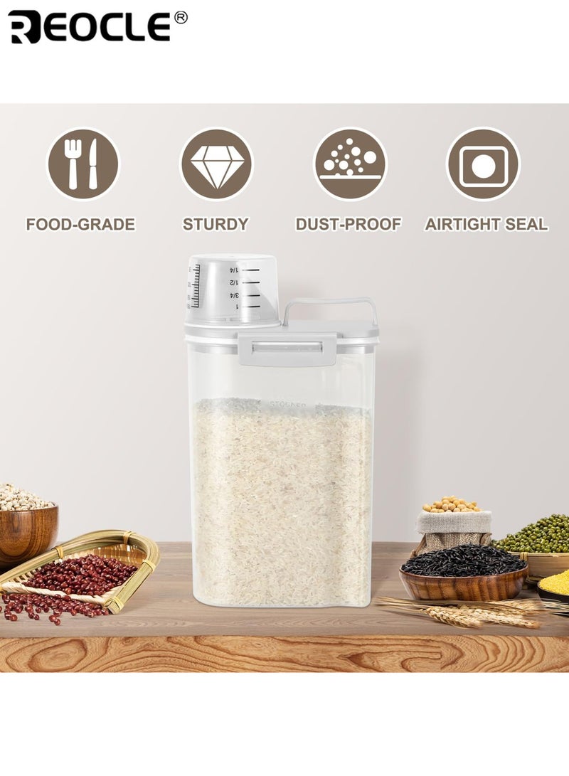 REOCLE 3pcs 2.5L Airtight Rice Dispenser Large Capacity Cereal Storage Container with Flip Top Lid Moisture Proof Insect Resistant Kitchen Organization Pantry Essentials - Image 2