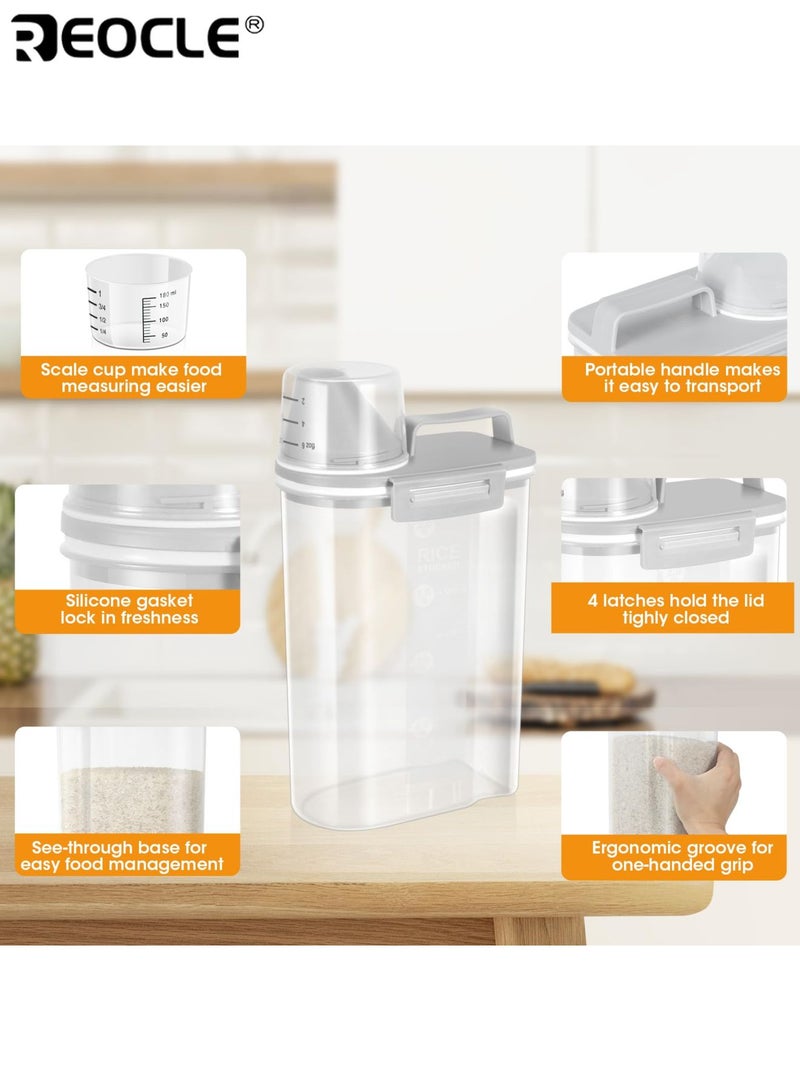 REOCLE 3pcs 2.5L Airtight Rice Dispenser Large Capacity Cereal Storage Container with Flip Top Lid Moisture Proof Insect Resistant Kitchen Organization Pantry Essentials - Image 4