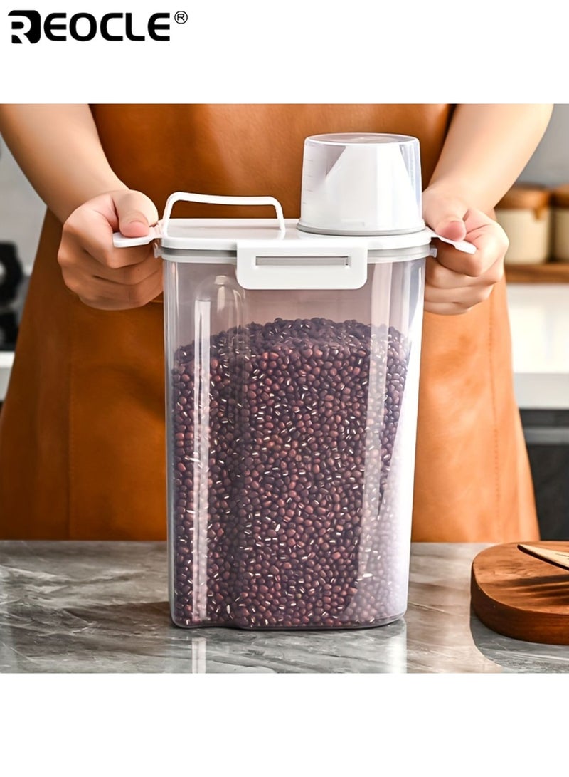 REOCLE 3pcs 2.5L Airtight Rice Dispenser Large Capacity Cereal Storage Container with Flip Top Lid Moisture Proof Insect Resistant Kitchen Organization Pantry Essentials - Image 5