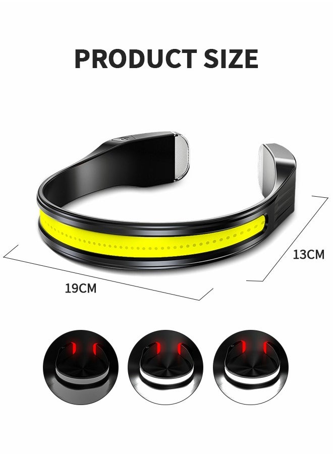 LED Headlamp, Rechargeable Head Lamp & Neck Light with 230° Wide Beam and 5 Modes Lighting, Lightweight Head Lamp and Red Tail Light, Head Flashlight, Outdoor Camping Supplies