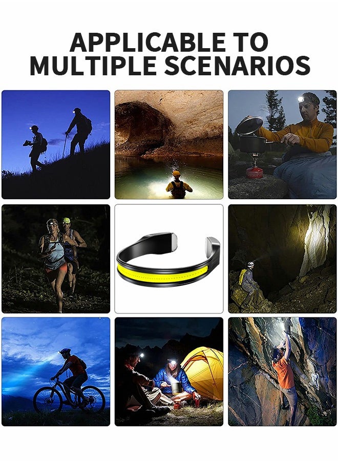 LED Headlamp, Rechargeable Head Lamp & Neck Light with 230° Wide Beam and 5 Modes Lighting, Lightweight Head Lamp and Red Tail Light, Head Flashlight, Outdoor Camping Supplies