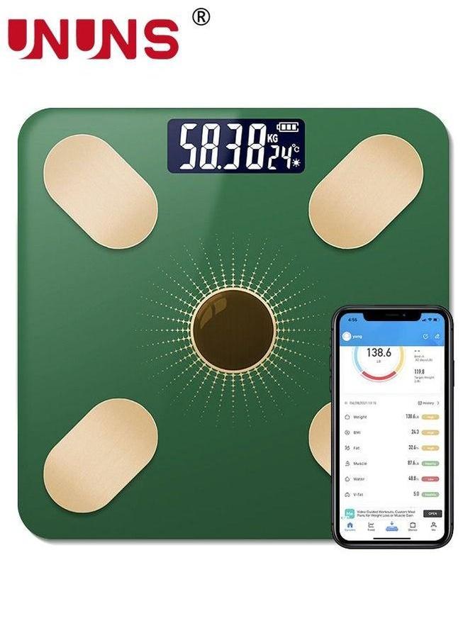 UNUNS Electronic Weight Scale,Bluetooth Smart Body Fat Composition Scales,Solar power supply And Usb Charging,Body Monitors With Smartphone App For Family - Image 1