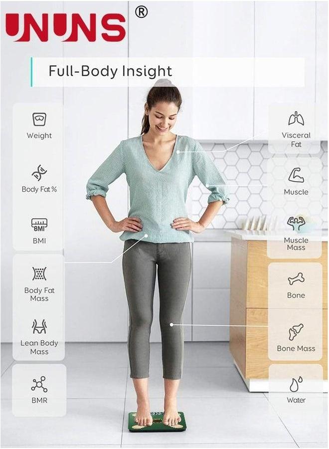 UNUNS Electronic Weight Scale,Bluetooth Smart Body Fat Composition Scales,Solar power supply And Usb Charging,Body Monitors With Smartphone App For Family - Image 5