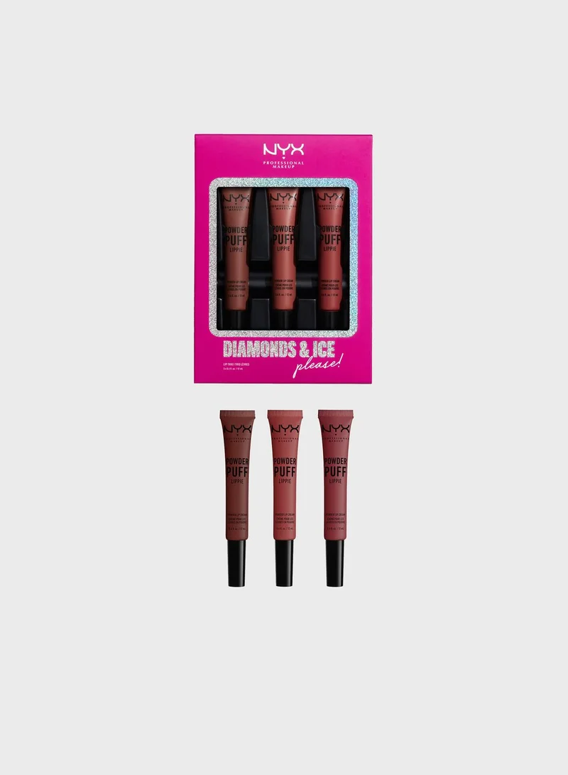 NYX PROFESSIONAL MAKEUP Diamonds & Ice, Please Powder Puff Lip Trio
