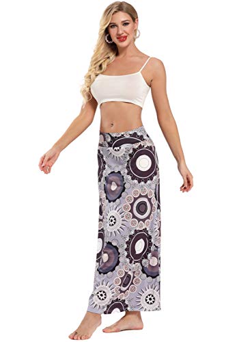 Yinggeli Women's Bohemian Print Long Maxi Skirt (Large, D-Flower) - Image 5