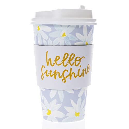 Graphique 12-Pack Disposable to Go Coffee Cups - Hello Sunshine Floral - 16 oz, with Lids - Perfect for Travel, Home, Parties and More - Image 1