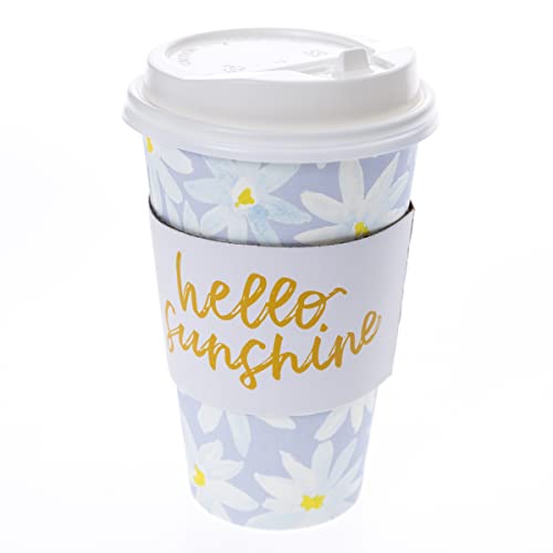 Graphique 12-Pack Disposable to Go Coffee Cups - Hello Sunshine Floral - 16 oz, with Lids - Perfect for Travel, Home, Parties and More - Image 2