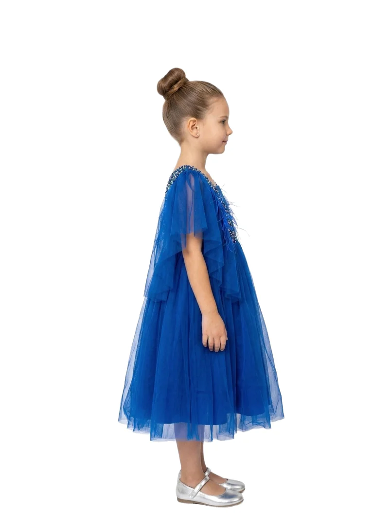 Bidani Girls Royal Blue Ruffled Tulle Party Dress