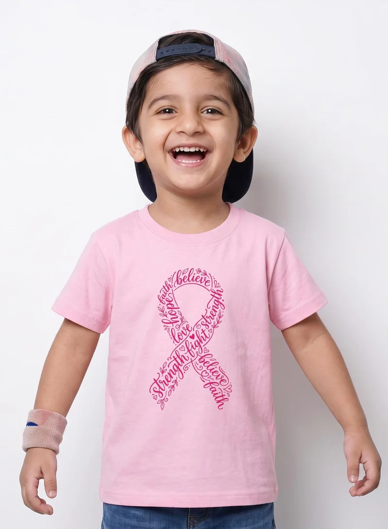 Funkaar Pink Funkaar Hope Ribbon Cancer Awareness Kids T-Shirt – 100% Cotton Unisex  | Best Price UAE
