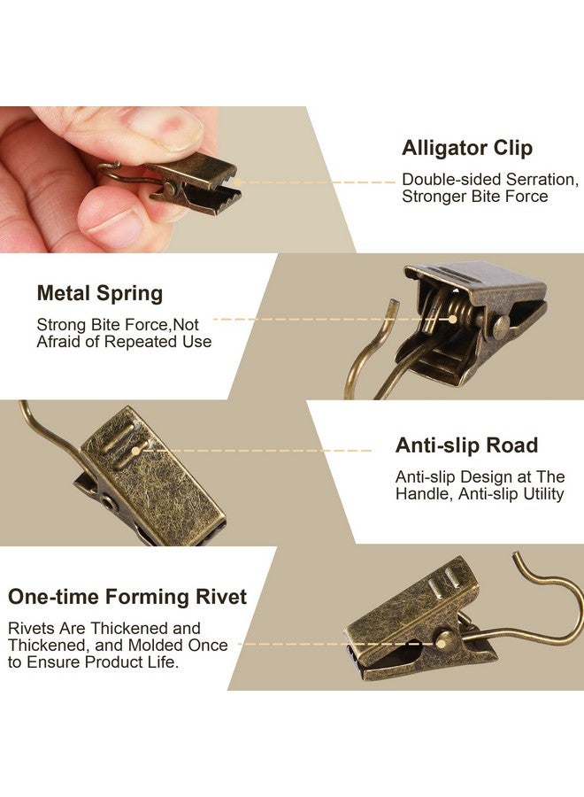 JANYUN 30 Pack Mini Bronze Curtain Clips Heavy-Duty Hook Clip Set for Photos Home Decoration Art Craft Display - Image 3