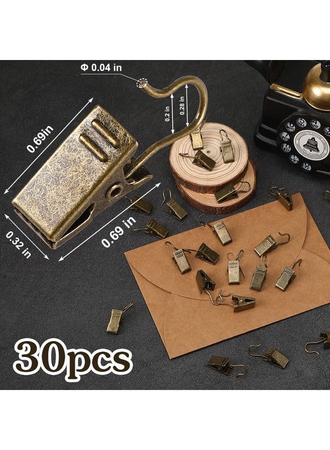 JANYUN 30 Pack Mini Bronze Curtain Clips Heavy-Duty Hook Clip Set for Photos Home Decoration Art Craft Display - Image 2