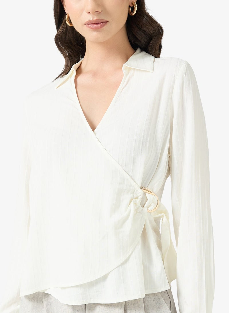 VERO MODA Long Sleeve Woven Wrap Shirt - Image 3