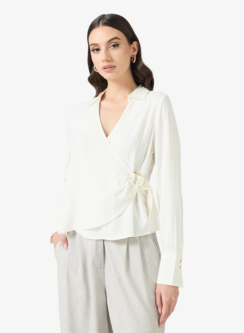 VERO MODA Long Sleeve Woven Wrap Shirt - Image 1