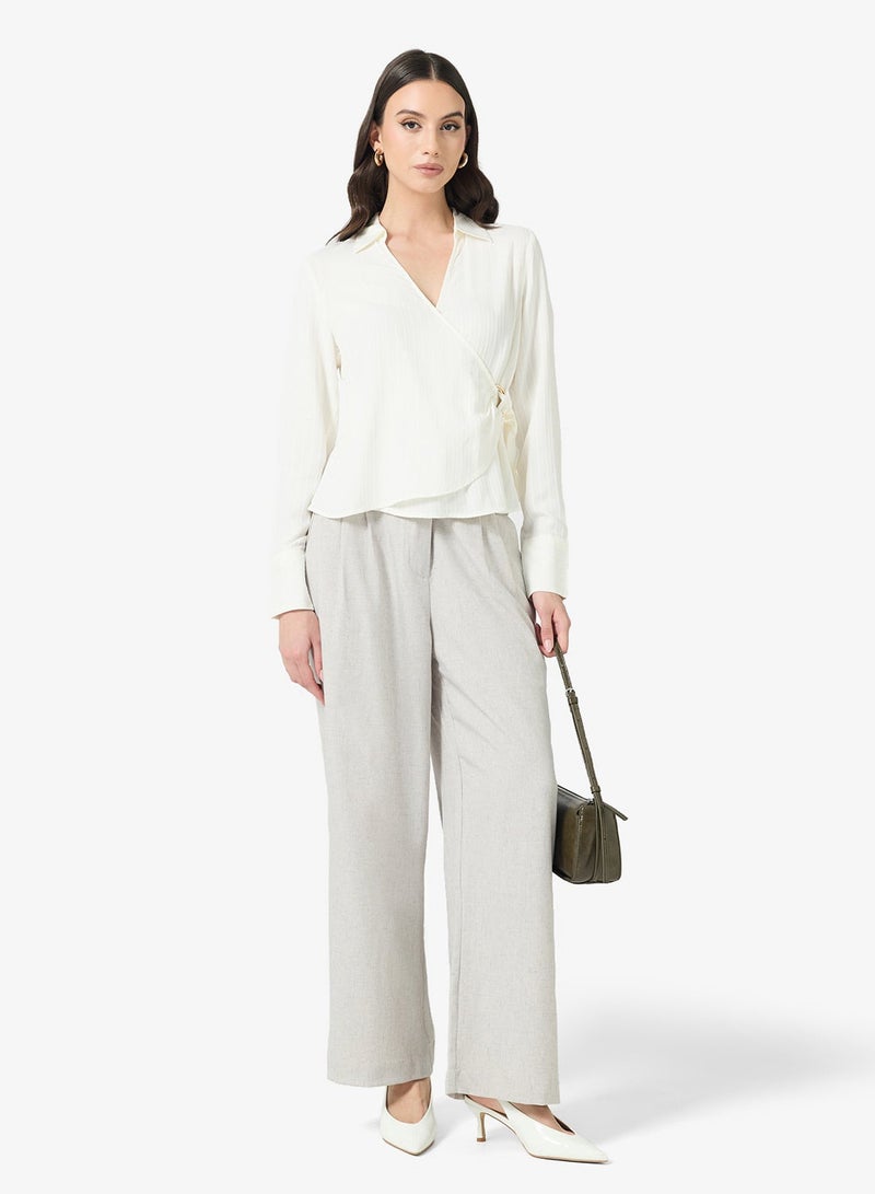 VERO MODA Long Sleeve Woven Wrap Shirt - Image 4