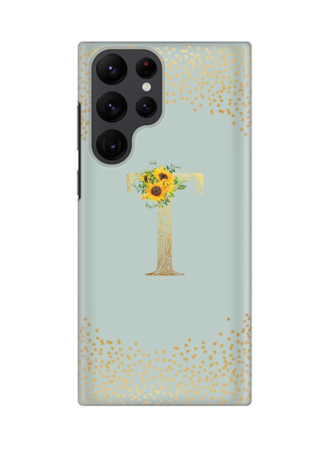 Stylizedd Monogram Slim Cover for Samsung Galaxy S22 Ultra 5G Case Custom Initials Letter Floral Pattern Snap Series Mobile Cover Matte Alphabet  - T (Light Green) - Image 1