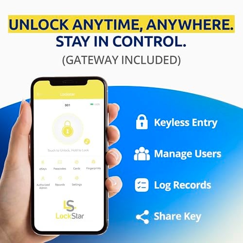 LOCKSTAR® Smart Door Lock • Keyless Entry Deadbolt Door Lock • Multiple Entry Methods – APP • Fingerprint Touch ID • Keypad Code • Card FOB • Traditional Key • Smart Home Devices - Image 3