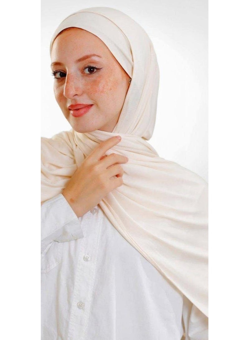 Two-piece scarf, bonnet and veil, pure off-white