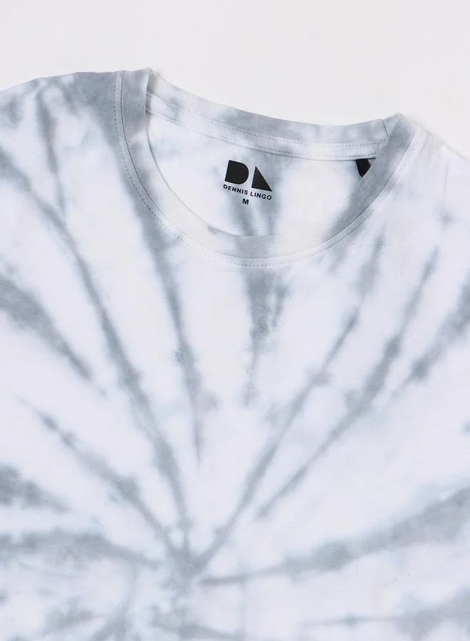 Dennis Lingo Grey Dyed Regular Fit Crew Neck T-shirt for Men - 100% Cotton, Half Sleeves, Casual