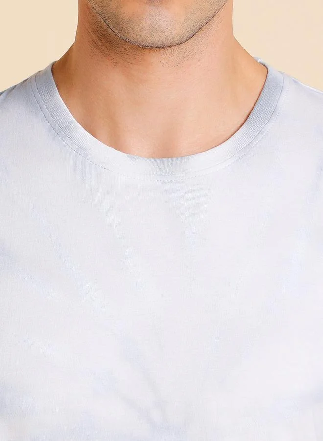 Dennis Lingo Grey Dyed Regular Fit Crew Neck T-shirt for Men - 100% Cotton, Half Sleeves, Casual