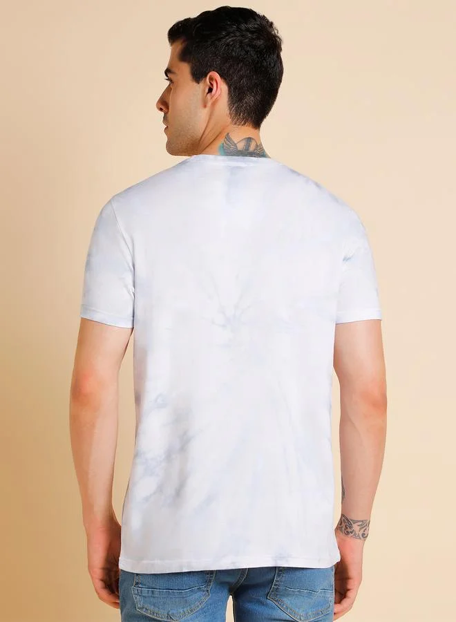 Dennis Lingo Grey Dyed Regular Fit Crew Neck T-shirt for Men - 100% Cotton, Half Sleeves, Casual