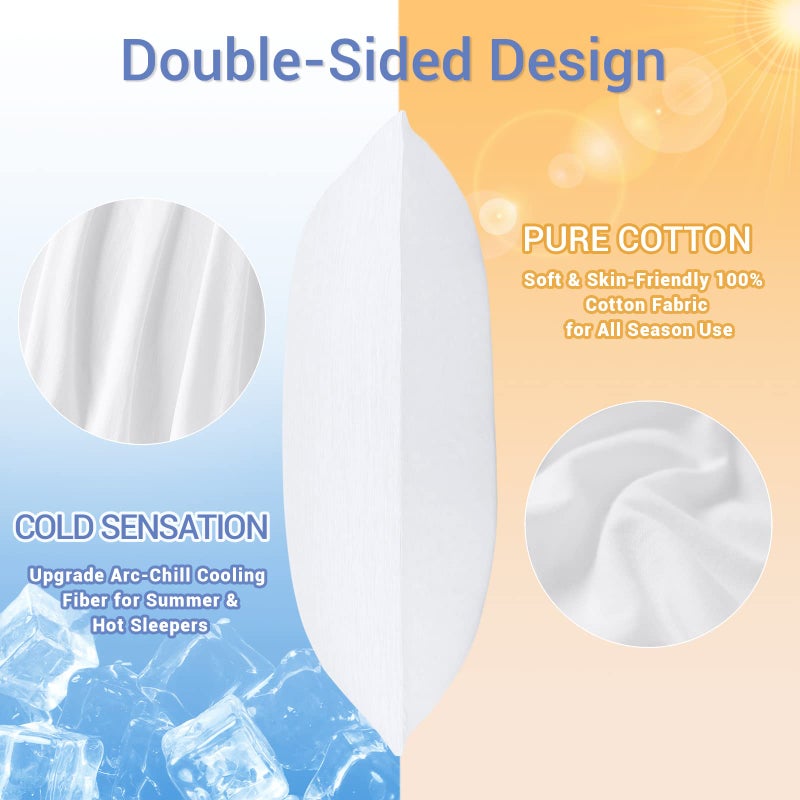LUXEAR Cooling Pillow Cases Queen Size, 2 Pack Cool Pillow Cases with Japanese Q-Max 0.5 Arc-Chill Cooling Fiber, Breathable Soft, Cooling Eco-Friendly, Hidden Zipper Design - (20x30 in)-White - Image 3