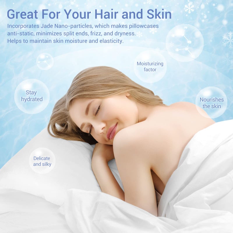 LUXEAR Cooling Pillow Cases Queen Size, 2 Pack Cool Pillow Cases with Japanese Q-Max 0.5 Arc-Chill Cooling Fiber, Breathable Soft, Cooling Eco-Friendly, Hidden Zipper Design - (20x30 in)-White - Image 4