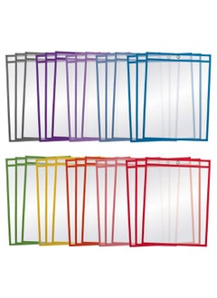 Better Office Products Dry Erase Pocket Sleeves 30 Count Crystal Clear Oversized 10.25" X 13.75" Heavy Duty Dry Erase Pocket Sheet Protectors Reusable Pockets With 10 Assorted Colors30 Pack  - Image 1