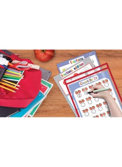 Better Office Products Dry Erase Pocket Sleeves 30 Count Crystal Clear Oversized 10.25" X 13.75" Heavy Duty Dry Erase Pocket Sheet Protectors Reusable Pockets With 10 Assorted Colors30 Pack  - Image 2